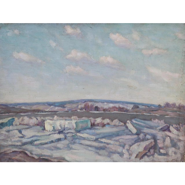 Vintage Impressionist Winter Landscape Oil Painting, Ukrainian Art 34-46 For Sale