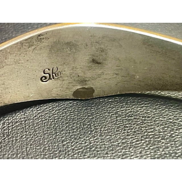 Gold 1960s Bangle by Navajo Artist Silver Ray Gold Filled Sterling Silver With Brilliant Round Cut White Topaz For Sale - Image 8 of 9