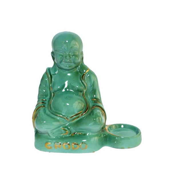 "Crodo" Drink Advertising CHange Dish Jade Green Pottery Very Good Condiction