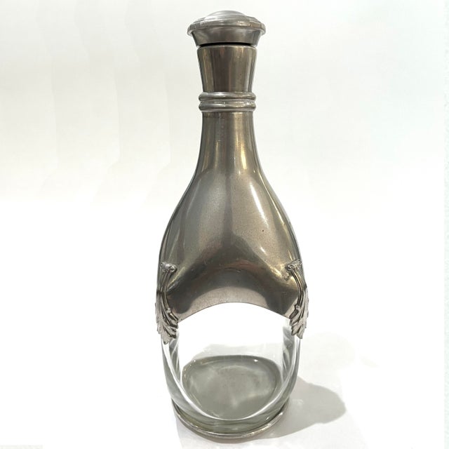 1960's Etains Du Manoir French Pewter and Crystal Decanter For Sale - Image 10 of 15