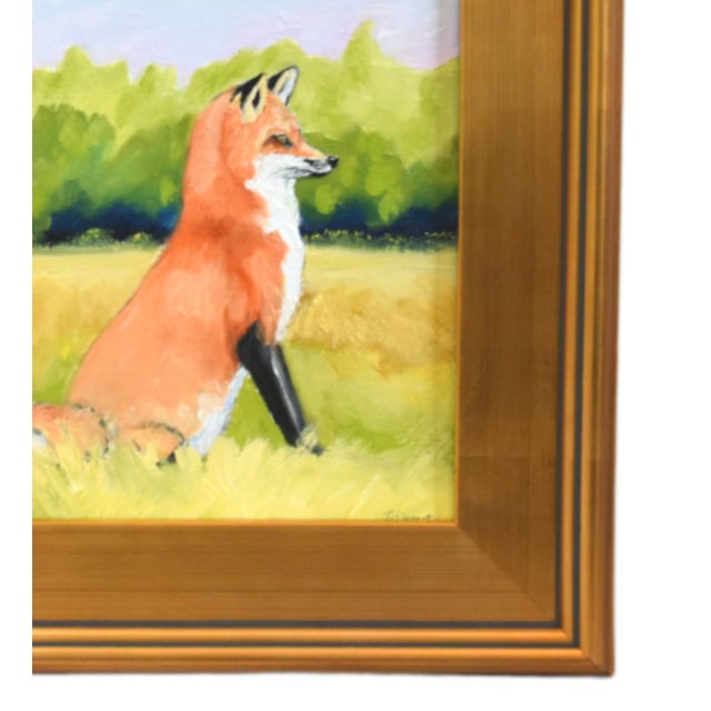 Impressionist red fox portrait oil painting on artist's canvas panel. It is signed by the artist Ty Livingston in the...