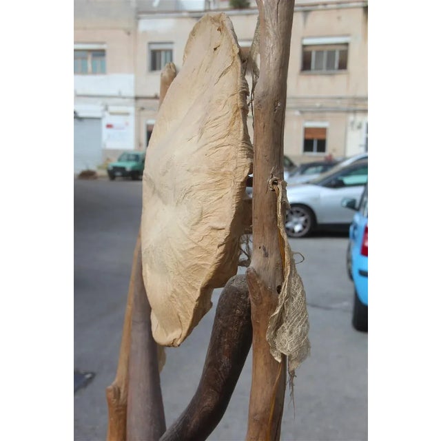 Parchment and Wood Floor Lamp, 1960s For Sale - Image 13 of 16