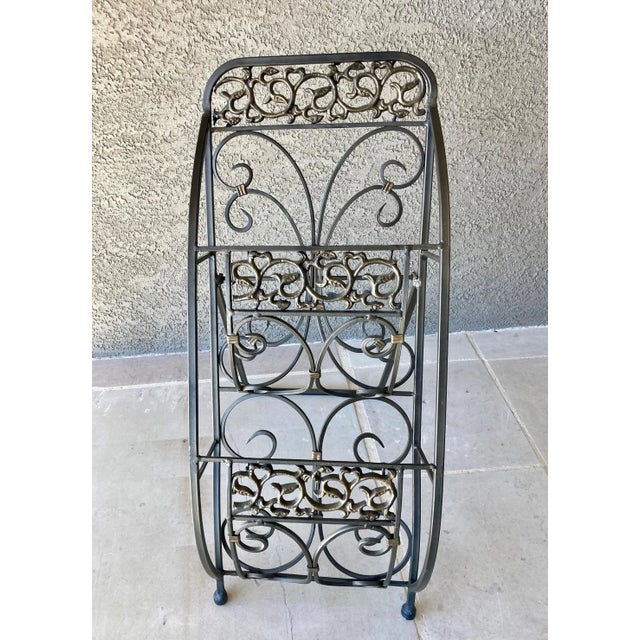Late 20th-Century Spanish Revival-Inspired Steel & Cast Iron Easel Back Floor Media Stand For Sale - Image 13 of 13