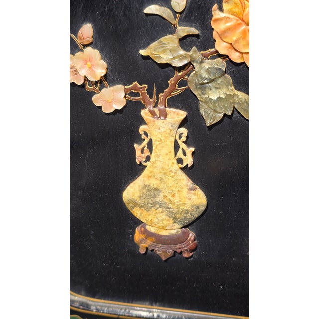 Vintage Chinese Asian Black Lacquer Chinoiserie Cabinet Storage Side Table #1of2 For Sale - Image 13 of 18