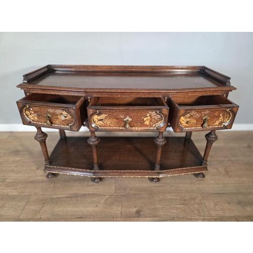 Brown Antique Oak Console or Serving Table For Sale - Image 8 of 10