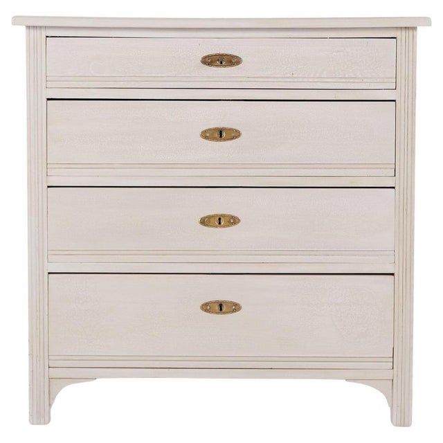 Antique Grey Painted Chest of 4 Drawers, 1890s For Sale - Image 13 of 13