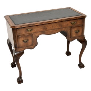 Figured Walnut and Leather Top Desk, 1900s For Sale