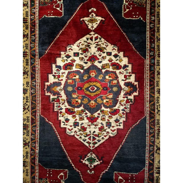 Vintage Turkish Oushak Area Rug, Hand-Knotted Geometric, Navy & Red, 6' x 9' For Sale - Image 10 of 17
