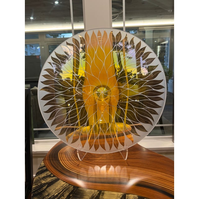 "Amber Bloom" Sandblasted and Blown Glass Decorative Bowl. Purchased from Edgewood Orchard Galleries in 2018. Created by...