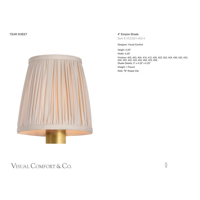 Visual Comfort Signature 4" Pleated Champagne Silk Shade Designer: Visual Comfort Signature Height: 4.25" Base: Shade...