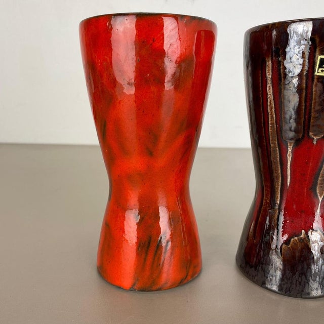 1970s Vintage Pottery Fat Lava Vases from Scheurich, Germany, 1970s, Set of 4 For Sale - Image 5 of 18
