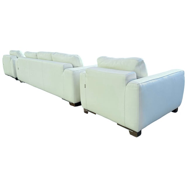 Animal Skin Roche Bobois Leather Sofa and Club Chairs Set. France 1990’s For Sale - Image 7 of 12