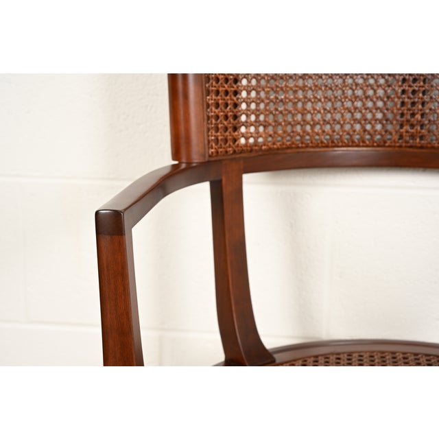 Michael Taylor for Baker Furniture Klismos Cherry Wood and Cane Armchair, Newly Refinished For Sale - Image 9 of 15