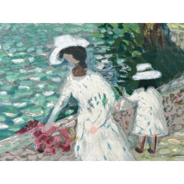 Green Vintage Lucien Neuquelman "Sunday in the Park" Signed Lithograph Edition 194/250 For Sale - Image 8 of 12