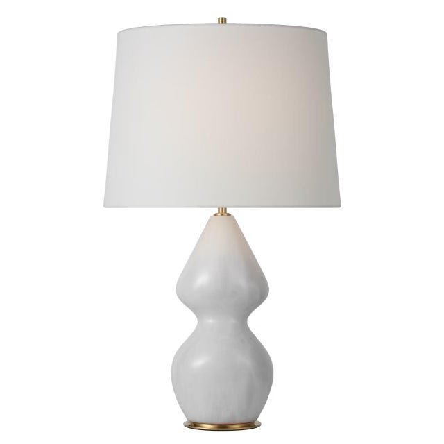 Transitional Thomas O'Brien by Visual Comfort Signature Noppon 30" Table Lamp in Veiled White with Linen Shade For Sale - Image 3 of 3