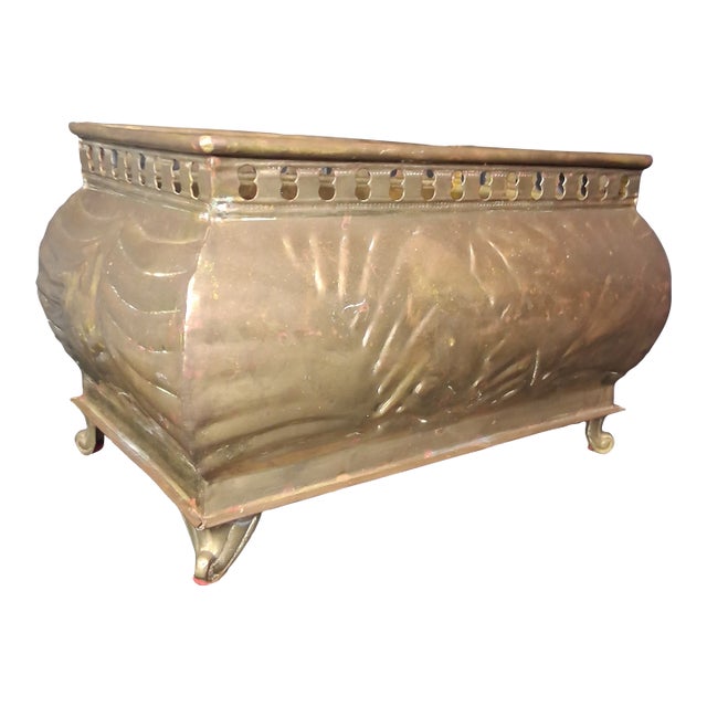 Mid Century Solid Brass Jardiniere / Planter / Cachepot For Sale