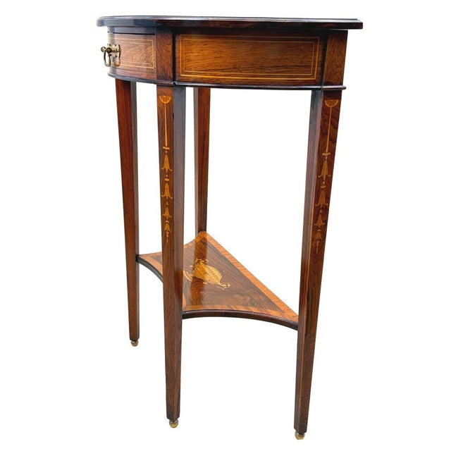 Brown Small Antique Rosewood Demi Lune Side Table, 1890 For Sale - Image 8 of 17