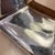 Chrome Crackle Finish Ceramic Tabletop Lamp With Custom Linen Shade For Sale - Image 4 of 8