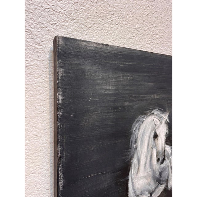 Too Bright or Too Dark, The Effect is the Same by Michael Dowling | Oil, Charcoal on Canvas Horse in motion against a dark background. For Sale - Image 4 of 5