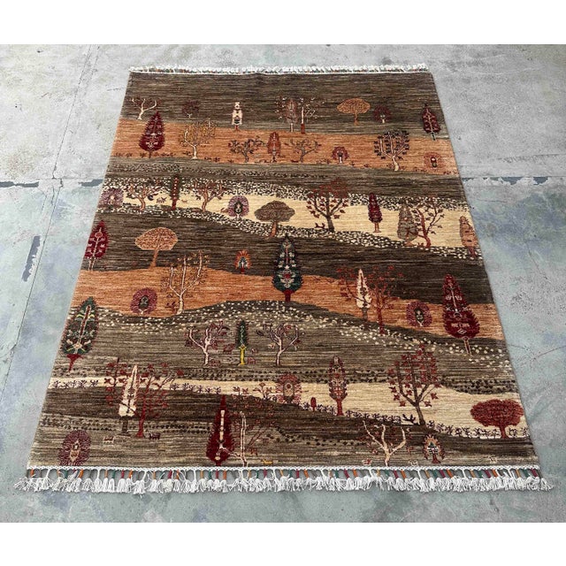 Vintage Persian Gabbeh Wool Landscape Rug – 152x200 Cm For Sale - Image 12 of 18