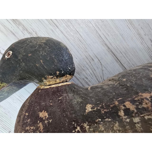 Wood Antique Hand-Stamped "K" Rig Cork & Wood Black Duck Decoy - Early 20th Century Americana For Sale - Image 7 of 12