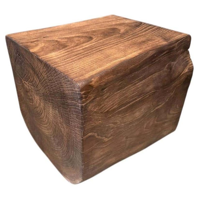 Andrianna Shamaris Modern Organic Teak Wood Lightly Charred Side Table For Sale