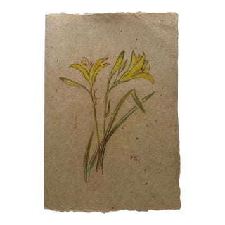 Henry Emil Salloch Original Watercolor on Paper Yellow Lilies, 1941. For Sale