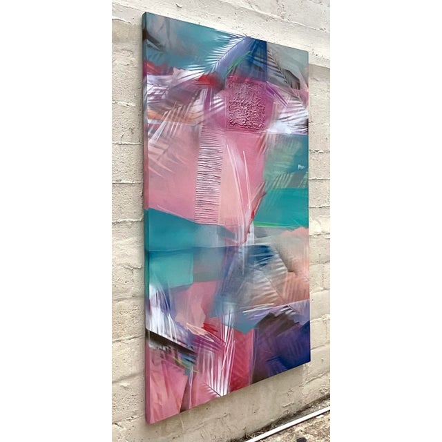 Vintage Bold Colorful Abstract Painting For Sale - Image 4 of 6