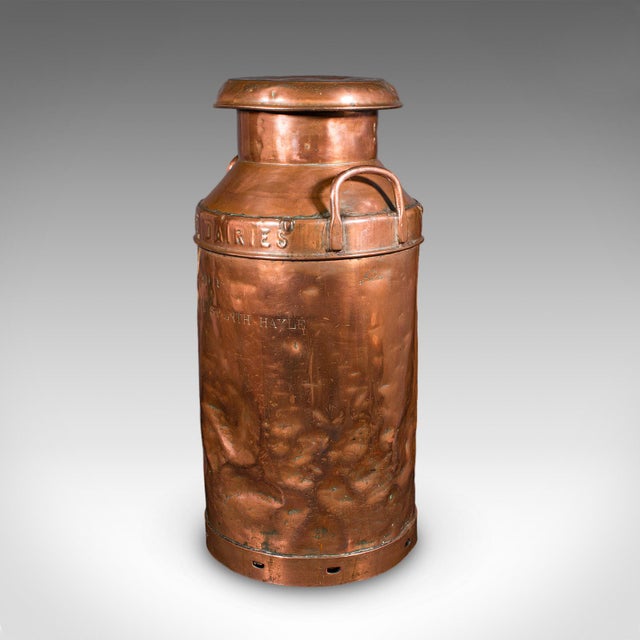 English Vintage Dairy Set, English Copper, Milk Churn, Pail, Country Kitchen, Circa 1950 For Sale - Image 3 of 12