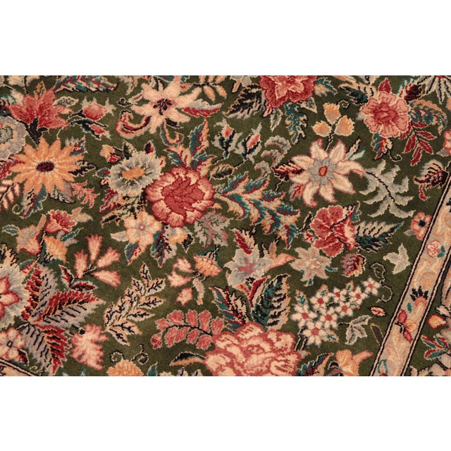 1990s Elegant Floral 1990's Pak-Persian Green/Gold Wool Rug - 6'0'' X 9'3'' For Sale - Image 5 of 9