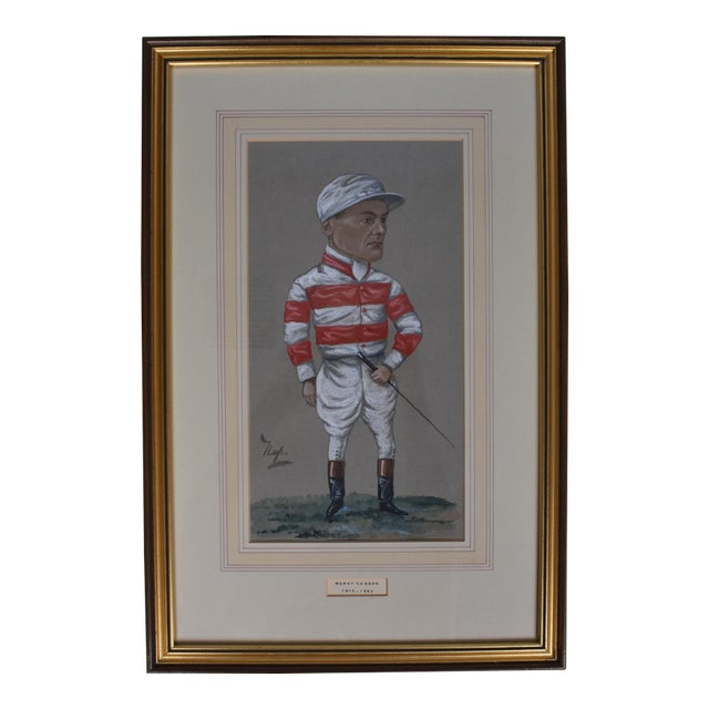 Morny Cannon (1873-1962) Jockey Pastel Watercolour Portrait by Nap For Sale