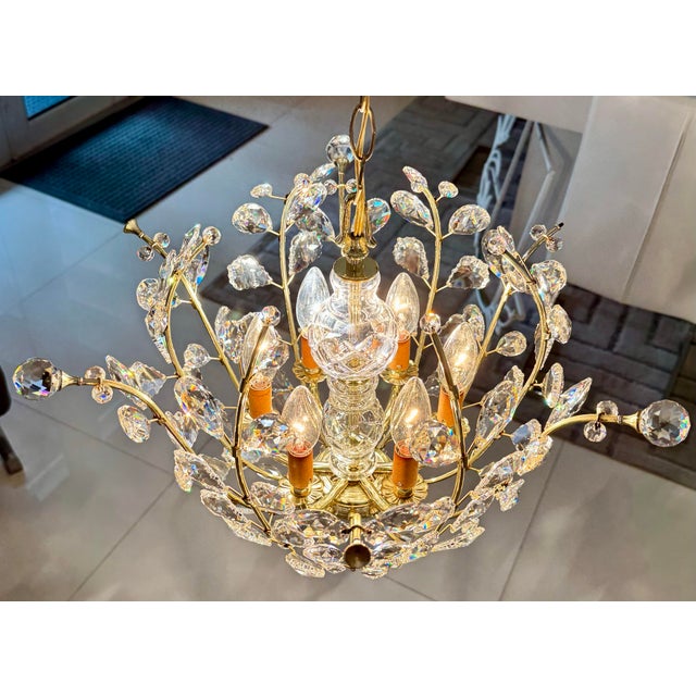 Glass 1990s Botanical Inspired Chandelier With Delicate Crystal "Buds" and Leaves Branching Out For Sale - Image 7 of 7