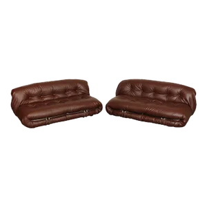 Mid 20th Century Cassina Italian Mid-Century Modern 'Soriana' Settee Sofas - A Pair