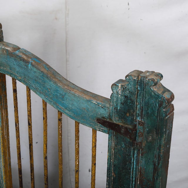 Indian Vintage Indian Painted Teakwood Garden Gate For Sale - Image 3 of 8