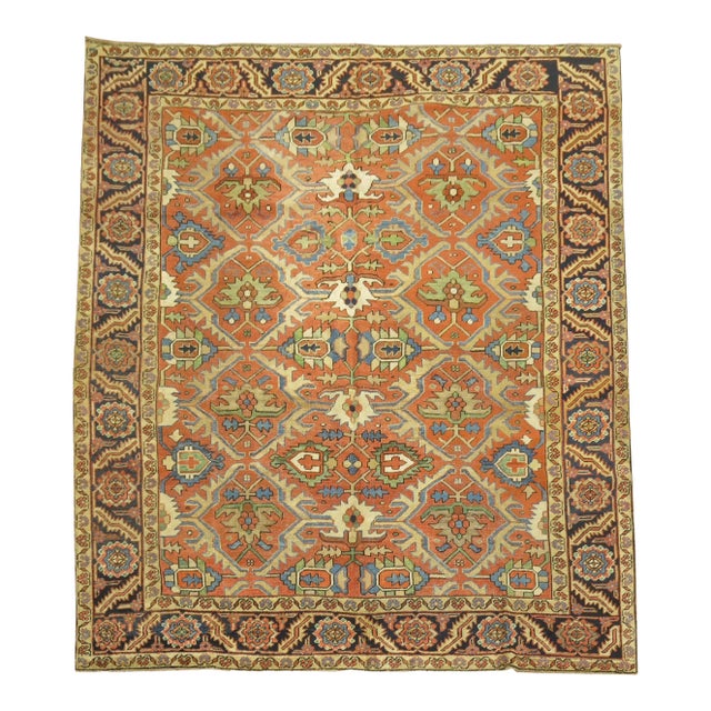 Antique Persian Heriz Karadja Square Oriental Rug For Sale