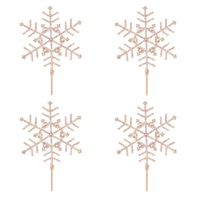 Contemporary Jeweled Snowflake Stem (Set of 4) For Sale - Image 3 of 3