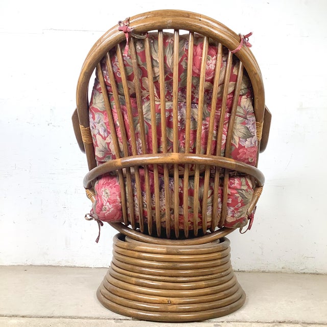 Vintage Sculptural Rattan & Bentwood Swivel Lounge Chair For Sale - Image 4 of 18