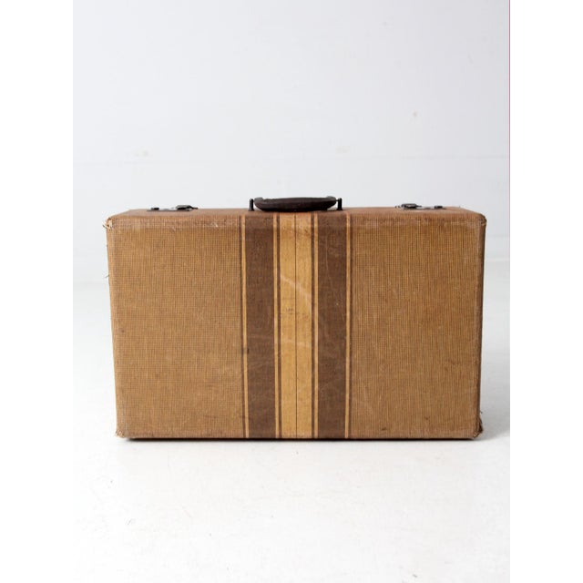 1930s Vintage Striped Suitcase For Sale - Image 5 of 11