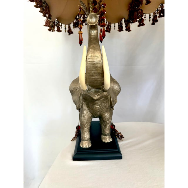 Silver Pair of Vintage Elephant Table Lamps With Original Pagoda Shades - Attributed to Mark Roberts For Sale - Image 8 of 8
