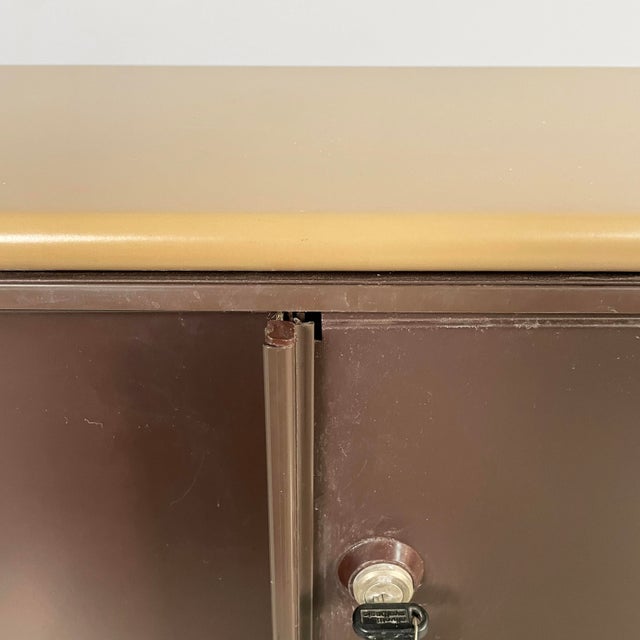 Brown Italian Brown Metal Synthesis 45 Sideboard attributed to Ettore Sottsass for Olivetti, 1970s For Sale - Image 8 of 18