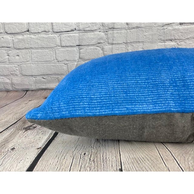 16 x 24 Hemp Pillow Turkish Cushion Natural Blue Pillow Cushion Cover For Sale - Image 4 of 4