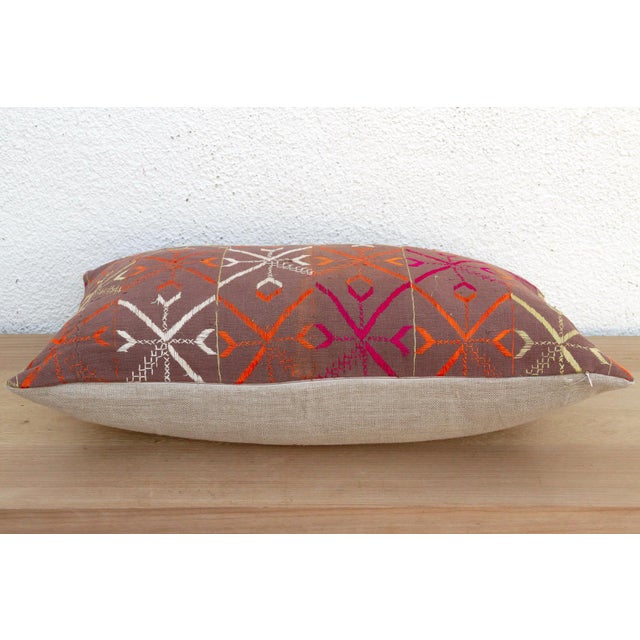 Barnala Blossom, Antique Phulkari Lumbar Pillow Cover For Sale - Image 4 of 6