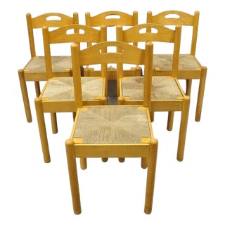 Mid Century Modern Birch Maple Bentwood Woven Rush Dining Chairs - Set of 6 For Sale