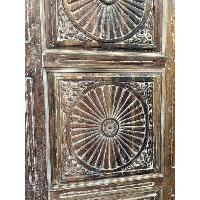 Spanish Style Vintage Sunburst Carved Wooden Door Panel 80x34 For Sale - Image 9 of 12