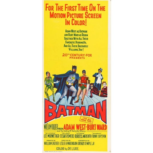 Mid-Century Modern "Batman" Original Vintage Australian Daybill Movie Poster, 1966 For Sale - Image 3 of 3