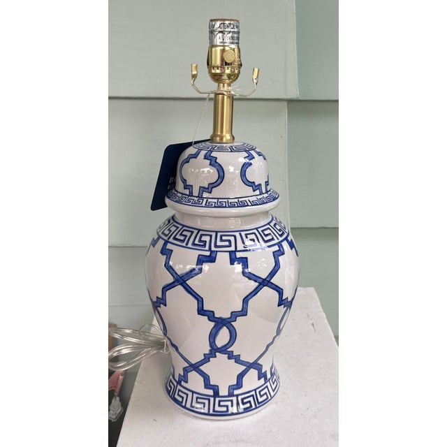 Ceramic Blue and White Ginger Jar Table Lamps - A Pair For Sale - Image 7 of 9