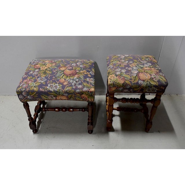 Set of 19th Century Louis XIV Tandem Walnut Stools For Sale - Image 6 of 18