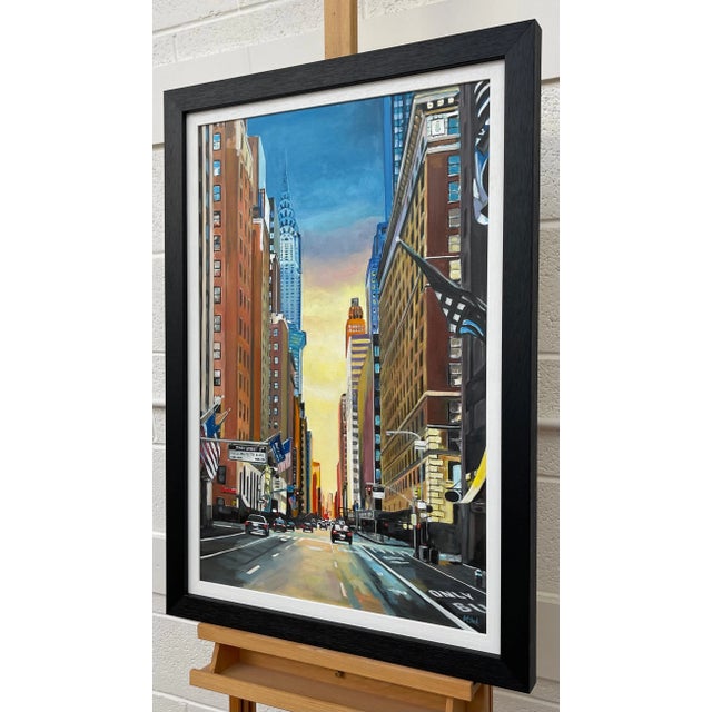 Angela Wakefield Chrysler Building 42nd Street New York City at Sunset With Golden Yellow Sky by Contemporary British Artist For Sale - Image 4 of 12