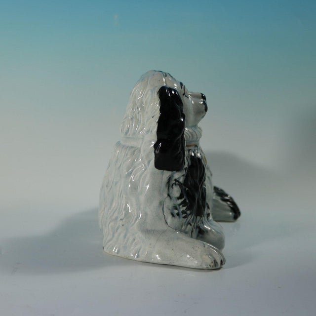 Victorian Rare Staffordshire Pottery Recumbent Spaniel For Sale - Image 3 of 10