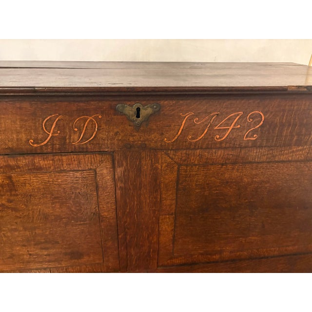 Carved and Dated Oak Chest, Mid 18th Century For Sale In Houston - Image 6 of 7